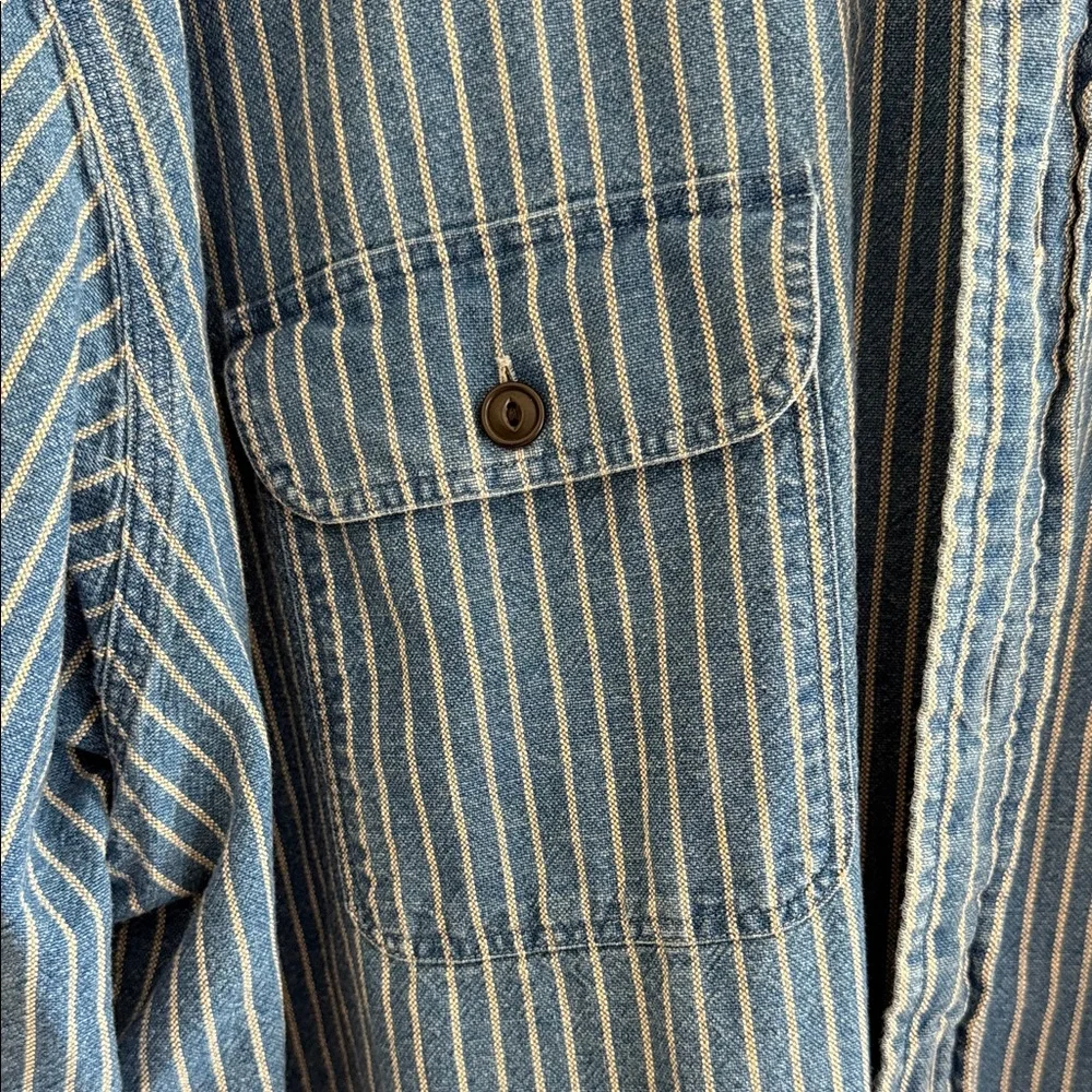 Polo by Ralph Lauren Blue Striped Casual Button Down Shirt - Picture 6 of 8